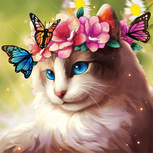 Pretty Cat Flower Ca GIF - Pretty Cat Cat Flower Ca GIFs