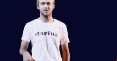 a man is wearing a white shirt that says starfur
