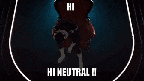 a cartoon character sitting in a red chair with the words hi neutral