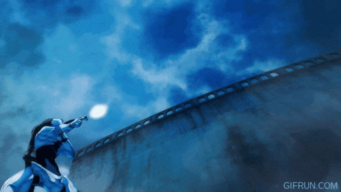 a gif from gifrun.com shows a man throwing a sword