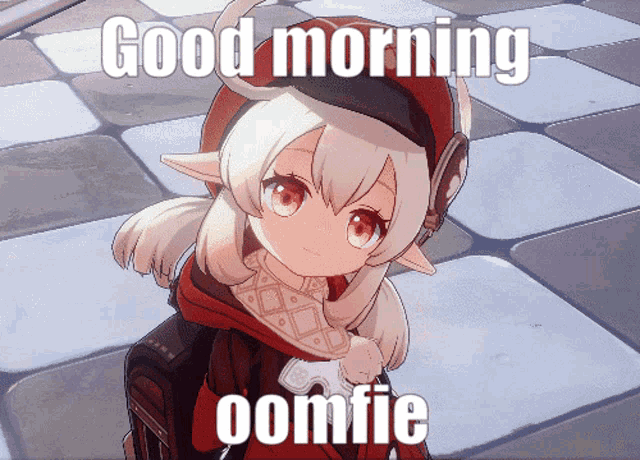 a picture of a girl with the words good morning oomfie