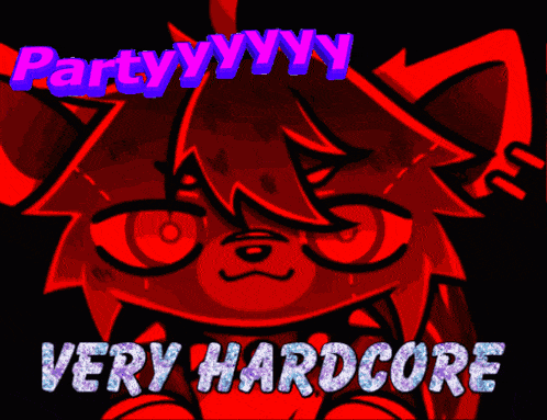 a picture of a cat with the words partyyyy very hardcore written on it