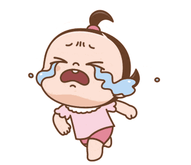 a cartoon drawing of a baby girl crying with tears running down her face
