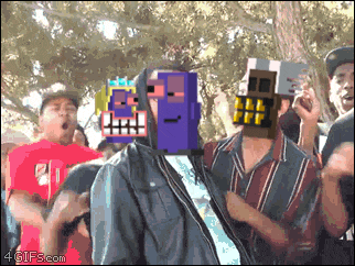 a group of people are dancing in a park with a 4gifs.com logo in the corner