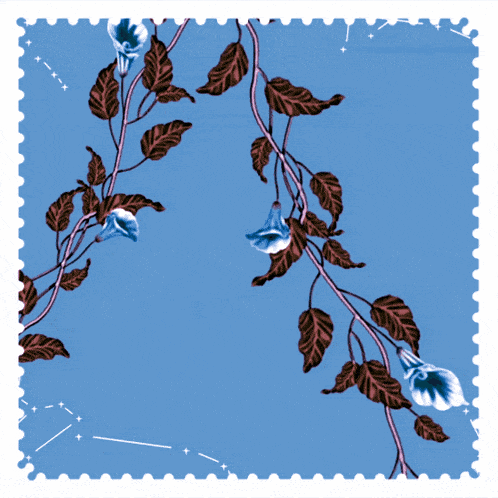 a blue background with arabic writing and flowers