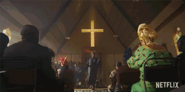 a netflix ad shows a man giving a sermon