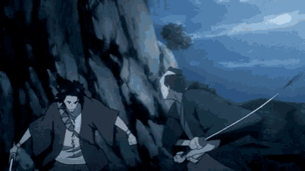 a man in a kimono is holding a sword