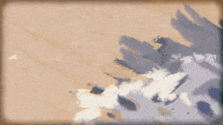 a pixelated image of a jet flying over a cloudy sky