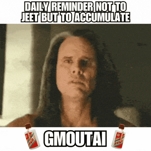 a man with long hair has a daily reminder not to jeet but to accumulate gmoutai