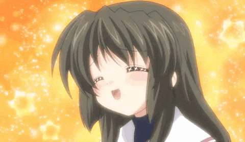 a girl with long black hair is making a funny face with her eyes closed .
