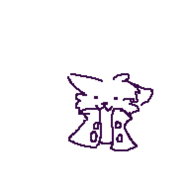 a pixel art drawing of a dog licking its paw .