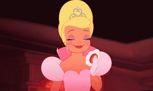 a cartoon girl in a pink dress and tiara