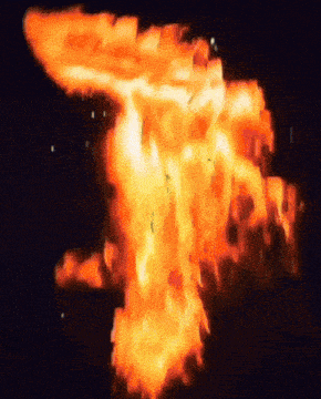 a painting of a large fireball with a dark background