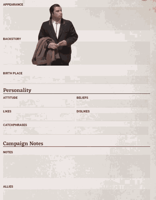 a page with a picture of a man in a suit and tie on it