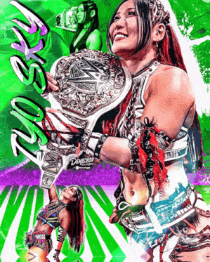a poster of a female wrestler with the name ryu sky written on it
