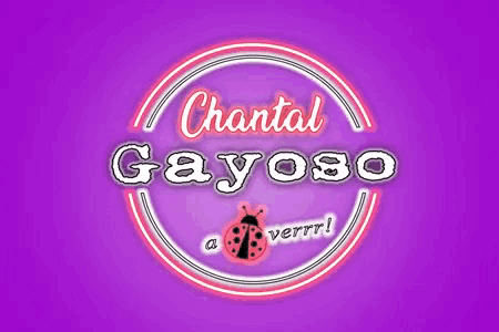 a neon sign that says chantal gayoso a verrr on a purple background