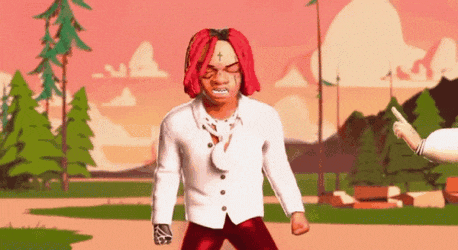 a cartoon of a man with red hair and a cross on his head