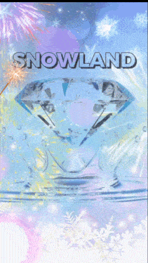 a diamond is surrounded by snowflakes and the word snowland