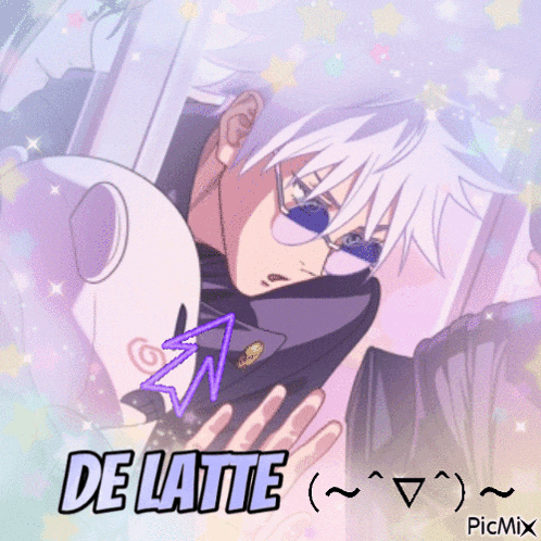 a picture of a person with the words de latte written on it