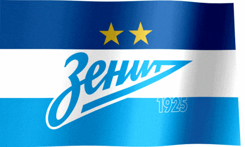 a blue and white flag with the words zenit 1925 on it