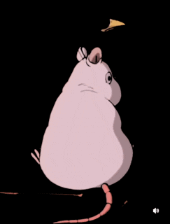 a cartoon rat with a bird on its head
