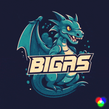 a cartoon dragon with the word bigas behind it