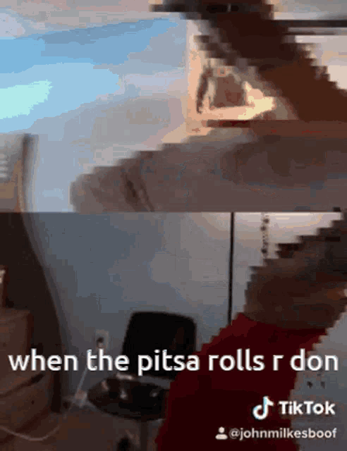 a tiktok video shows a person rolling a pita bread