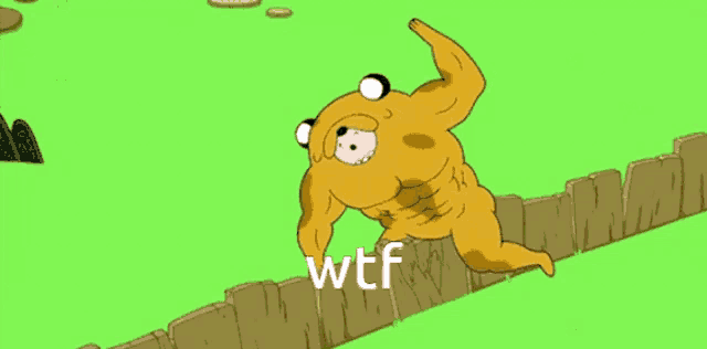 a cartoon character with the word wtf written on it