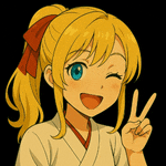 a girl with blonde hair and blue eyes is giving the peace sign