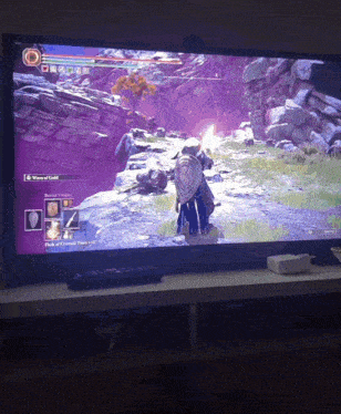 a video game is being played on a flat screen television