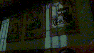 a glow in the dark picture of a car is on a wall