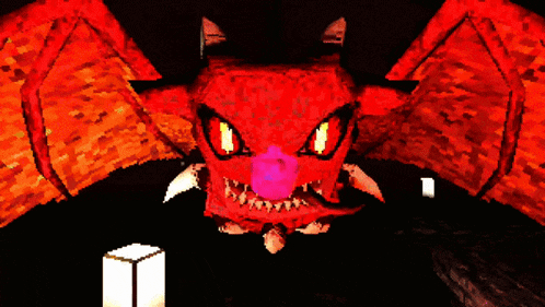 a cartoon drawing of a red dragon with wings