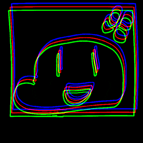 a colorful drawing of a smiley face with a bow