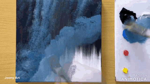 a painting of a waterfall is being made in animatica