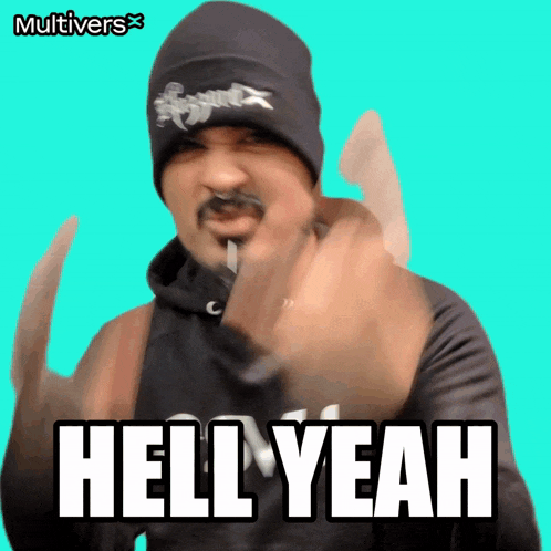 a man wearing a black hat and a black sweatshirt says hell yeah