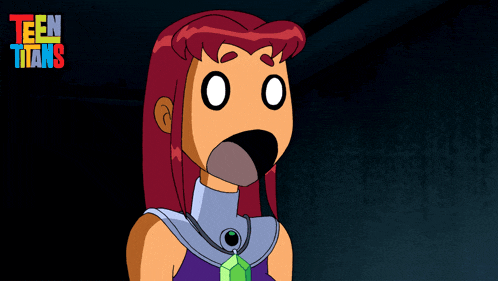 a cartoon of starfire from teen titans making a funny face
