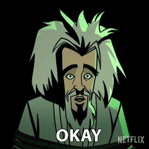 a cartoon of a man with a beard is tied up and says okay