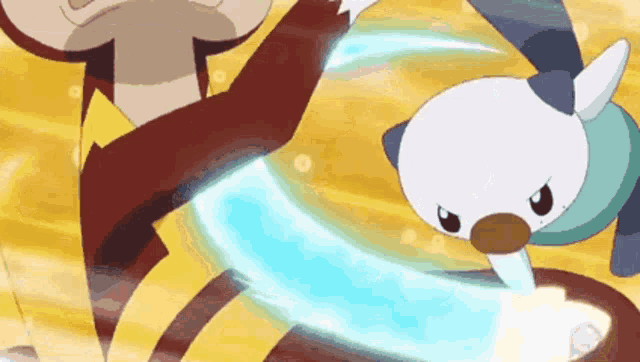 a cartoon character is holding a sword and a lightning bolt in his hands .