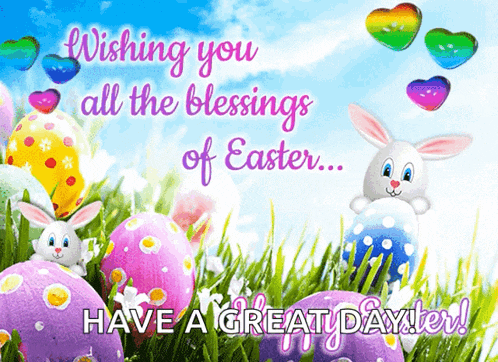 a greeting card wishing you all the blessings of easter and a great day