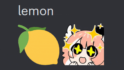 a picture of a lemon and a girl with stars in her eyes
