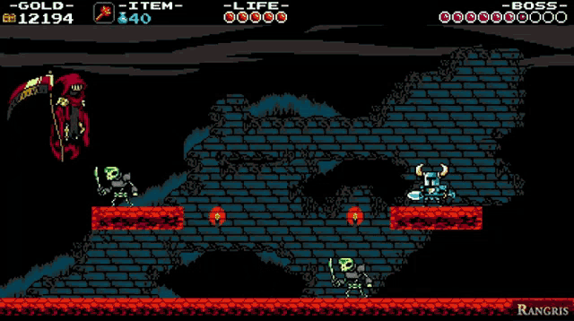 a screenshot of a video game with the boss rangris in the upper right corner