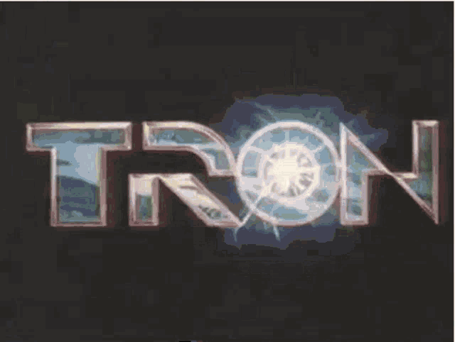 a tron logo with a light coming out of the letters