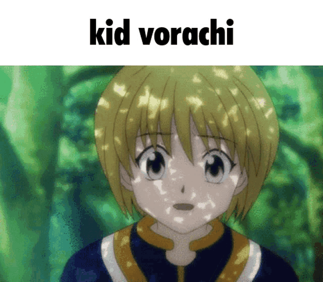 a picture of a young boy with the words kid vorachi written above him
