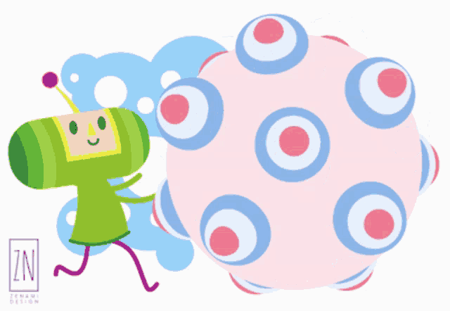 a drawing of a cartoon character with the letters zn in the corner