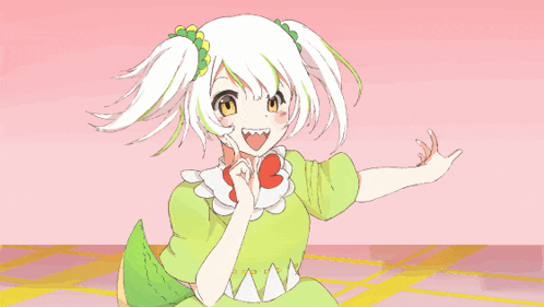 a drawing of a girl with a green tail and white hair