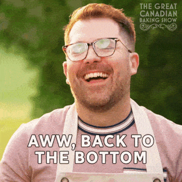 Aww Back To The Bottom Andrew Evers GIF - Aww Back To The Bottom Andrew Evers The Great Canadian Baking Show GIFs