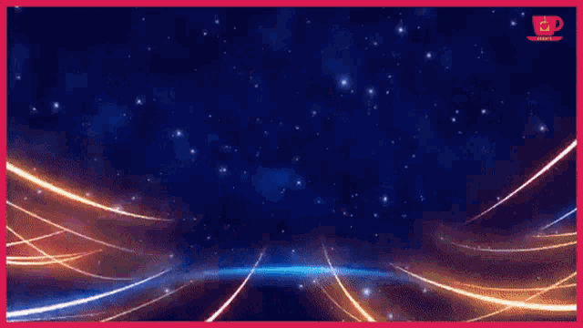 a blue background with a red border and the letter p on the bottom right