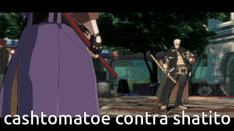 a video game scene with the words cashtomatoe contra shaito at the bottom
