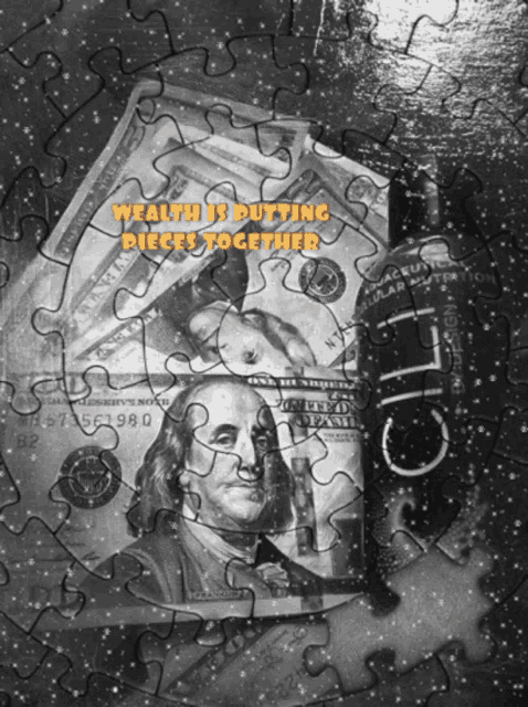 a puzzle with a picture of franklin d. roosevelt and the words " wealth is putting pieces together "