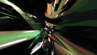 a computer generated image that looks like a tunnel with a green light coming out of it